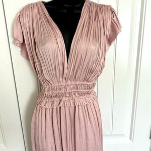 NWT Express midi length pink satin pleated dress (never worn) Large